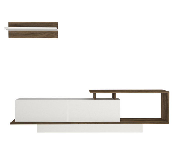 Hanah Home Asos Mueble de TV Blanco y Nogal Hanah Home Asos Mueble de TV Blanco y Nogal